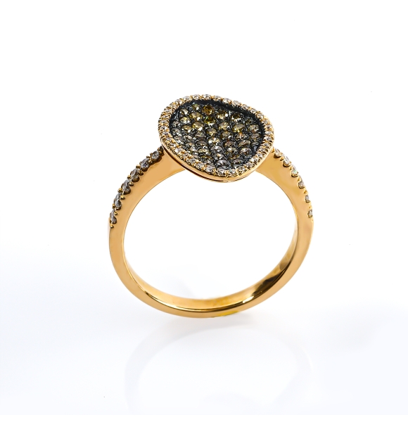 0.60 Ctw Anillo de Oro Amarillo de 14K con Diamante Chocolate