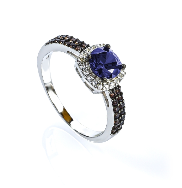 Halo Tanzanita Anillo de Compromiso