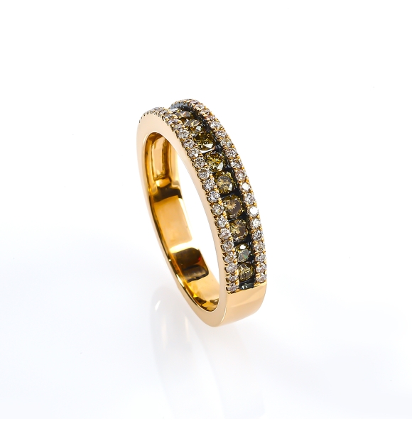 0.76 Ctw Anillo de Oro Amarillo de 14K con Diamante Chocolate