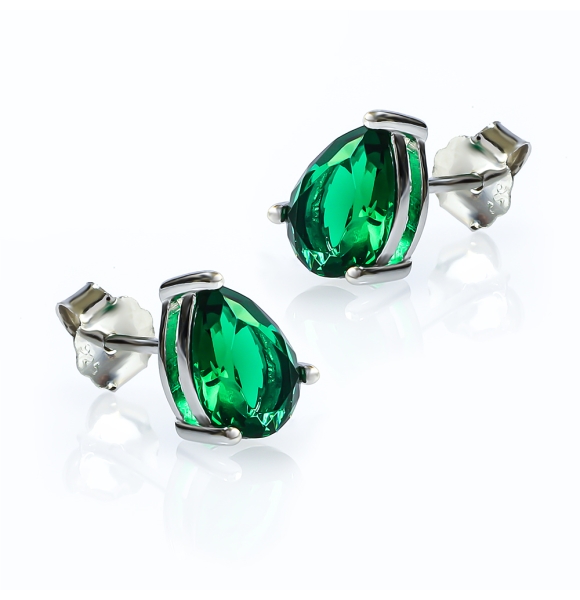 Aretes de Esmeralda en Plata de Ley