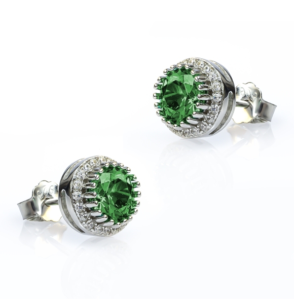 Pendientes de Plata Esterlina con Esmeralda