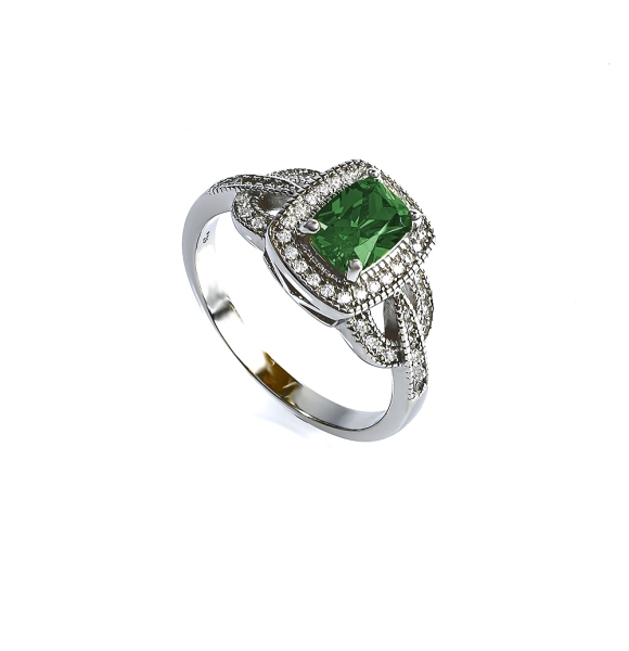 Anillo de Esmeralda Con Plata