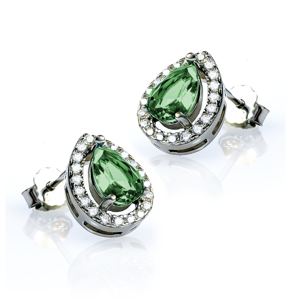 Aretes de Plata de Ley con Esmeralda