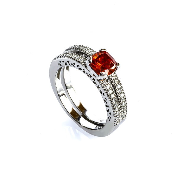 Doble Anillo de Plata Opalo de Fuego