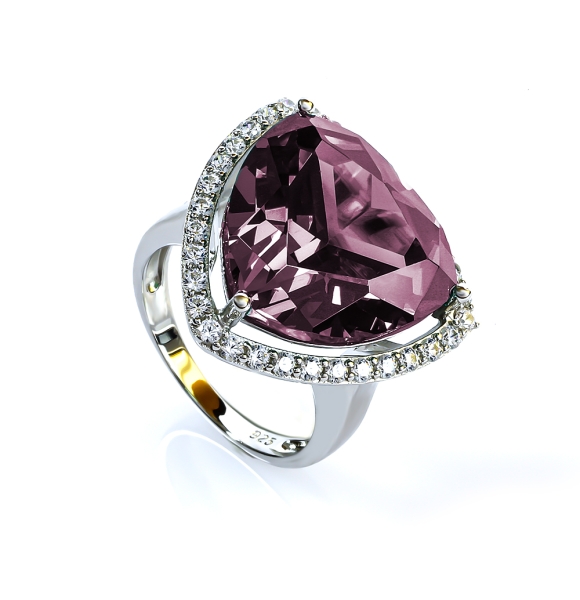 Anillo de Alejandrita Corte Trillion Azul / Purpura To Pink 18 mm