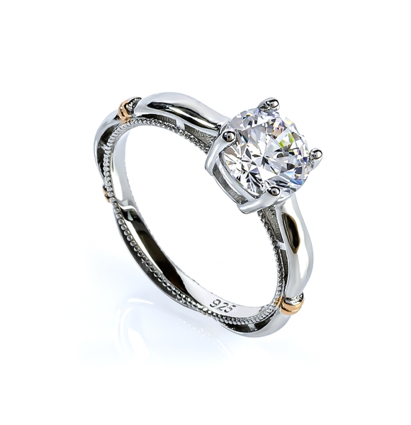 7 mm Anillo de Boda en Plata .925 Con Baño de Oro Amarillo