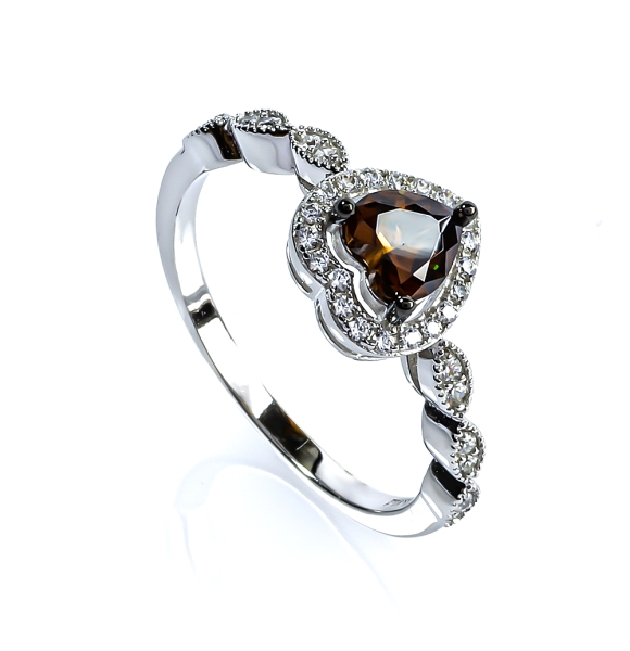 Anillo de Corazon Diamante Chocolate