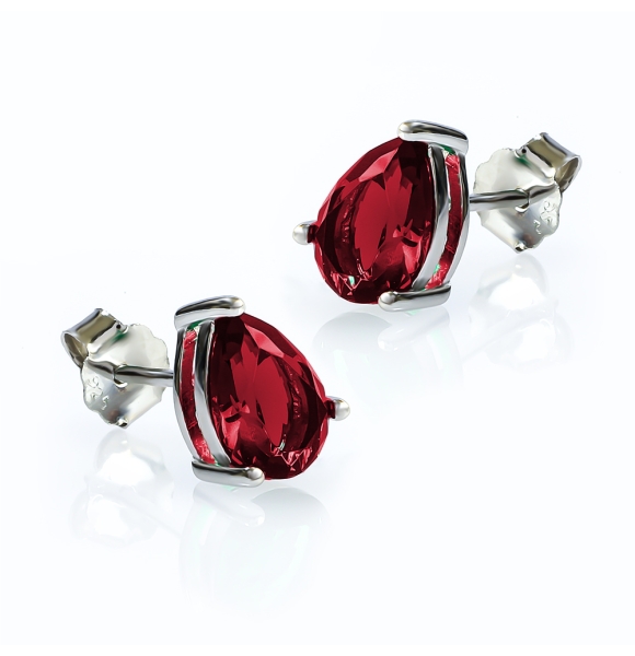 Aretes de Rubi en Plata de Ley