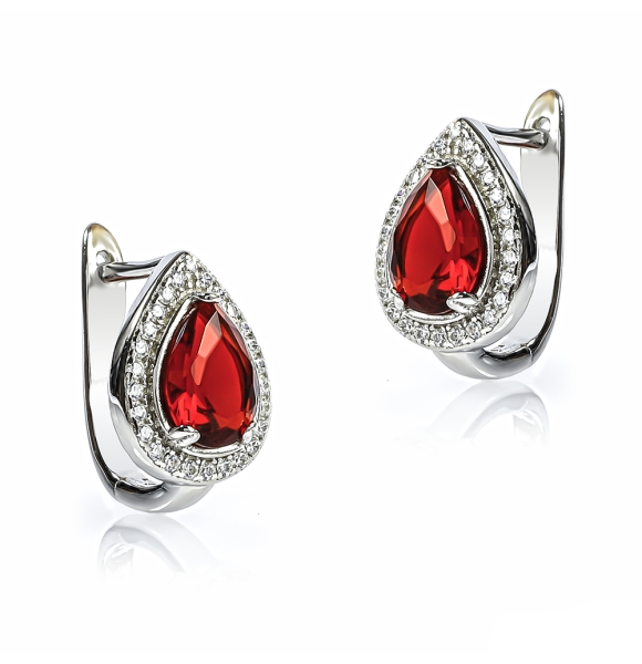 Juego de Plata .925 con Rubi Aretes y Dije