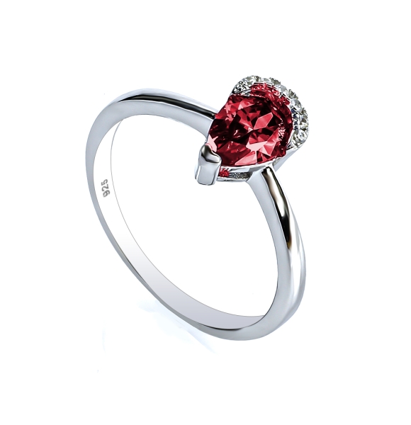 Sterling Silver Anillo de Rubi