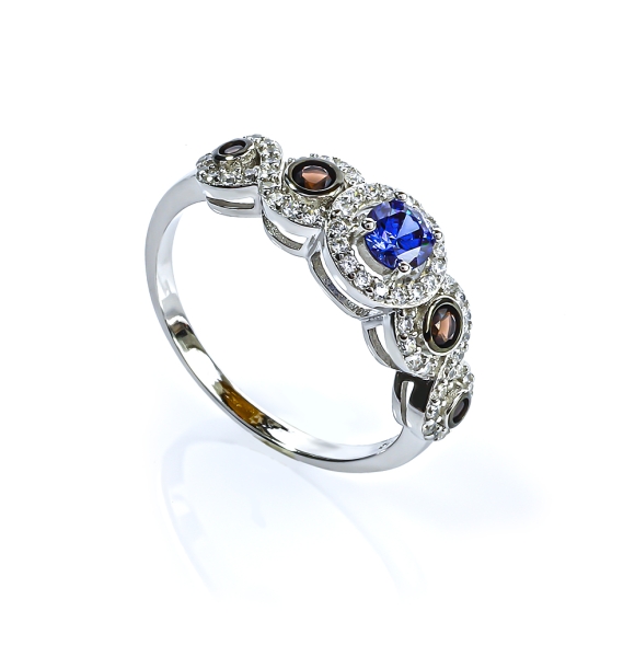 Anillo Tanzanita y Diamante Chocolate