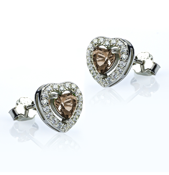 8 x 8 mm Pendientes de Plata con Zultanita en Forma de Corazón