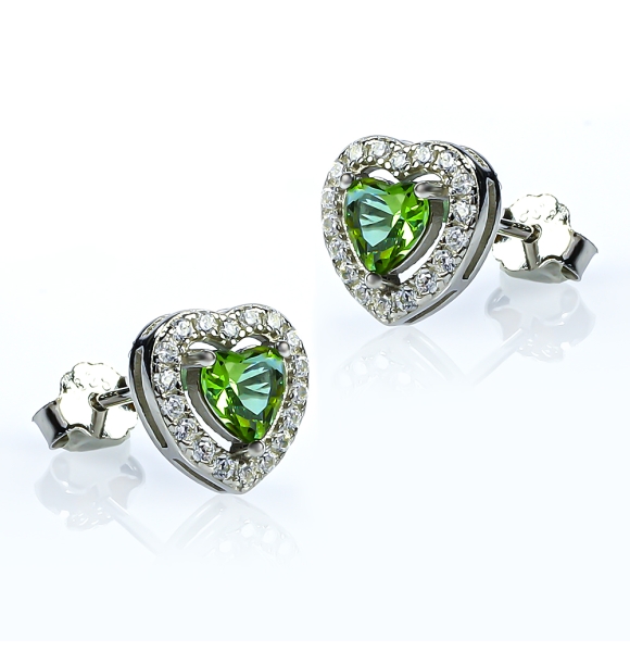 Pendientes de Plata con Zultanita en Forma de Corazón