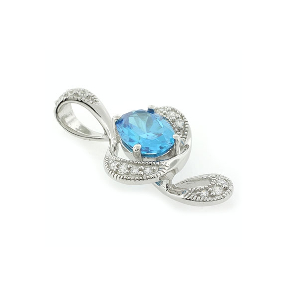 Precioso Dije de Plata de Ley con Topacio Azul