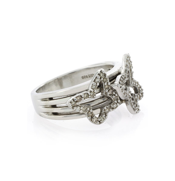 Genuine Diamond Butterfly Silver Ring