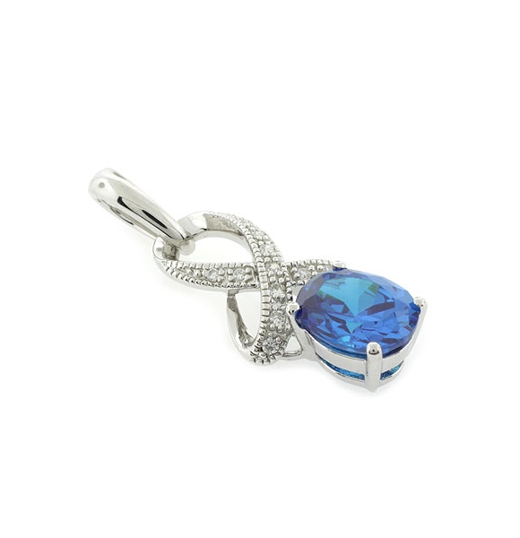 Precioso Dije de Plata de Ley .925 con Topacio Azul