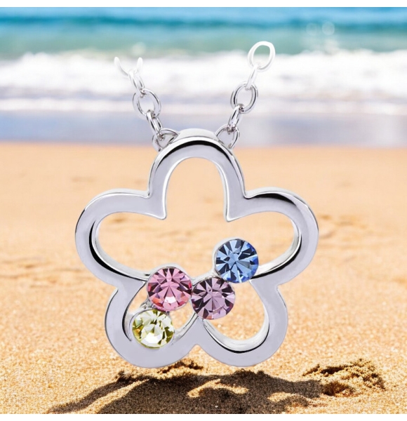 Collar de Flor con Cristales Swarovski de Colores