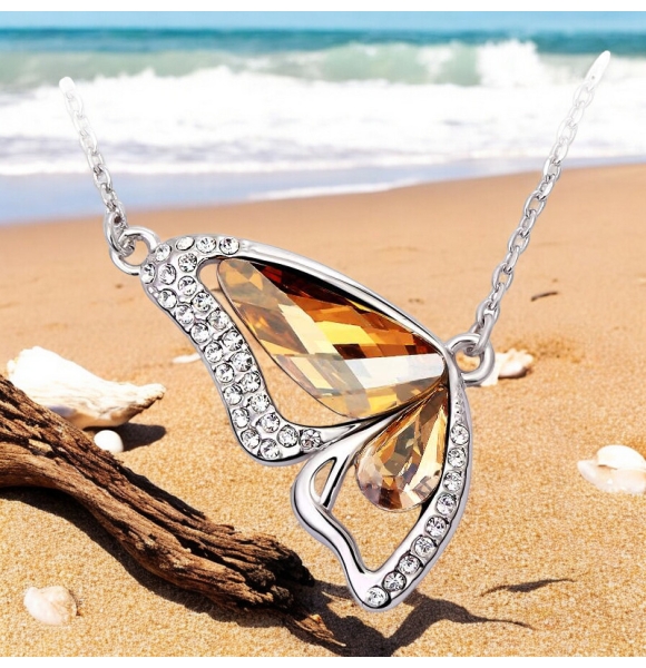 Lindo Collar de Swarovski Mariposa color Mixto Topaz
