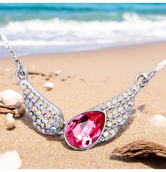 Collar Con Rodio Swarovski En Forma de Alas