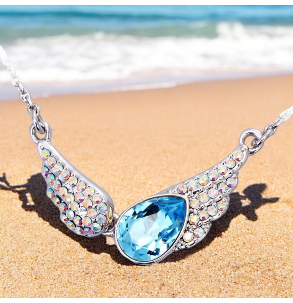 Collar de Alas Swarovski con Rodio Color Azul