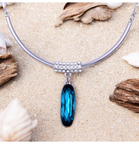 Elegante Collar de Cristal Swarovski Azul