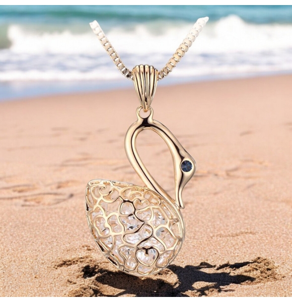 Collar de Cisne con Baño de Oro de 18K