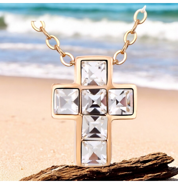 Cruz de Cristal Swarovski con Baño de Oro 18K