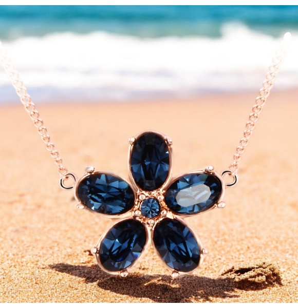 Collar Swarovski de Flor Azul