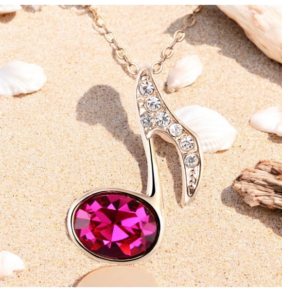 Collar Nota Musical Swarovski Fiucsa con Baño de Oro 18K