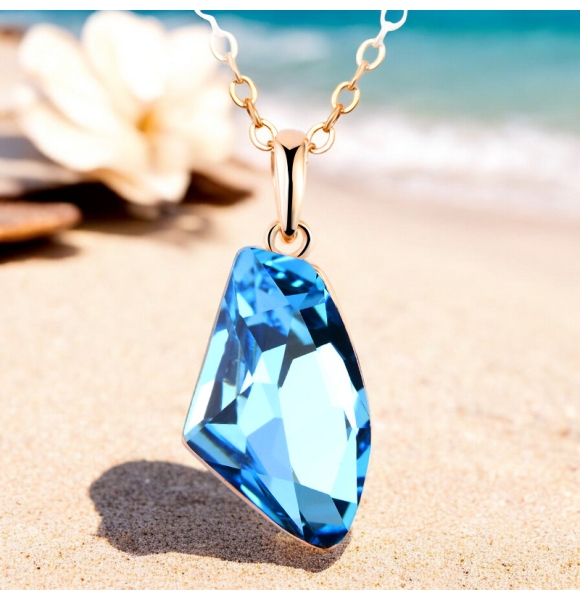 Collar de Cristal Swarovski Bañado en Oro de 18K Color Azul