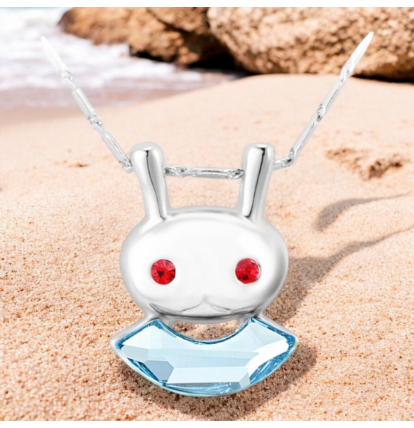 Bonito Collar de Conejito de Cristal color Azul