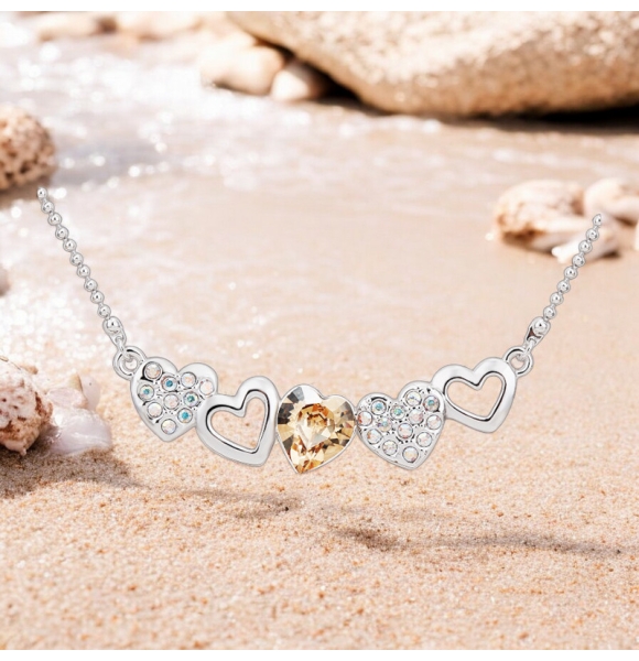 Collar de Swarovski con Corazón Champagne