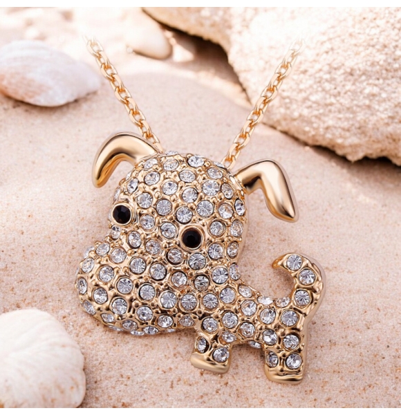 Collar con Baño de Oro Rosa de 18K en Forma de Perrito