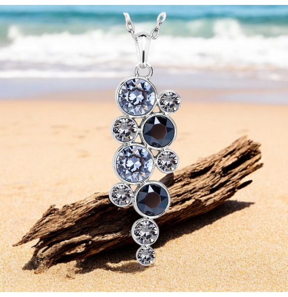 Lindo Juego de Collar y Aretes de Círculos color Negro