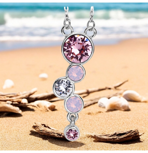 Hermoso Collar con Cristales Swarovski en Tonos Rosados