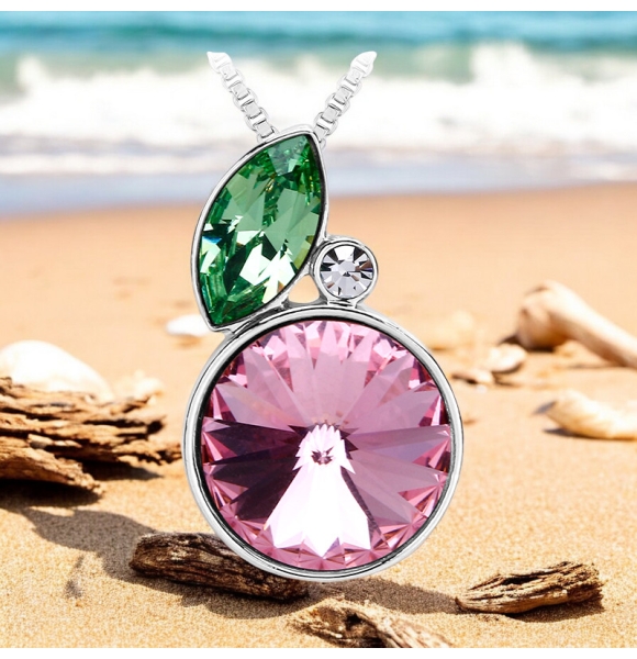 Bonito Collar Citrus Color Rosa de Cristal Swarovski