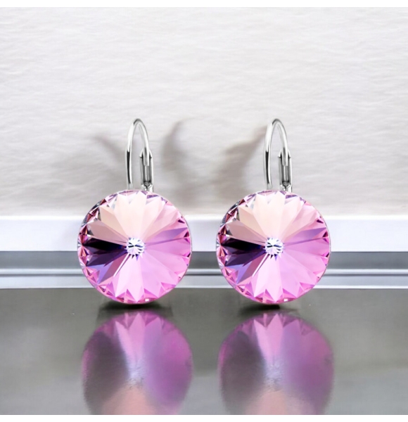 Aretes Circulares de Swarovski Rosa