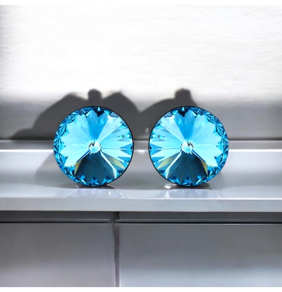 Aretes Solitarios de Color Azul de Cristal Swarovski