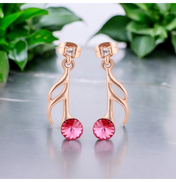 Aretes con Cristal Swarovski y Baño de Oro 18K