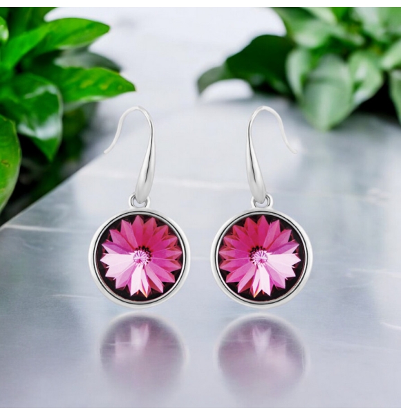 Aretes Redondos Rosa de Cristal Swarovski