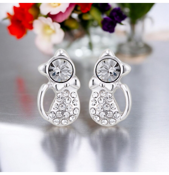 Aretes de Gato con Cristales