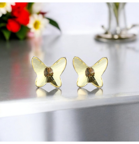 Aretes de Cristal Swarovski Mariposa Color Amarillo