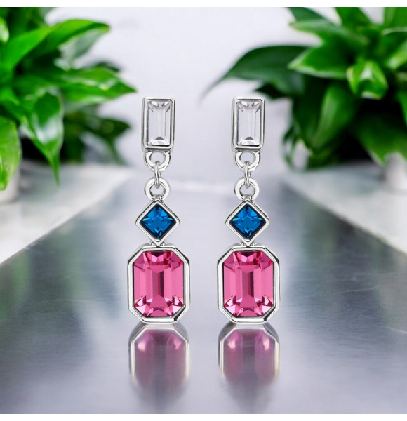 Aretes de Cristal Swarovski Rosa