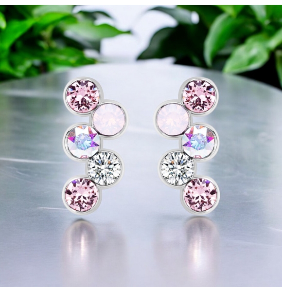 Aretes de Swarovski en Forma de círculos tonos rosas