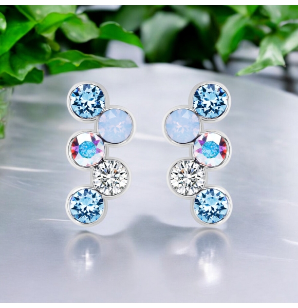 Aretes de Swarovski en Forma de círculos tonos en Azul