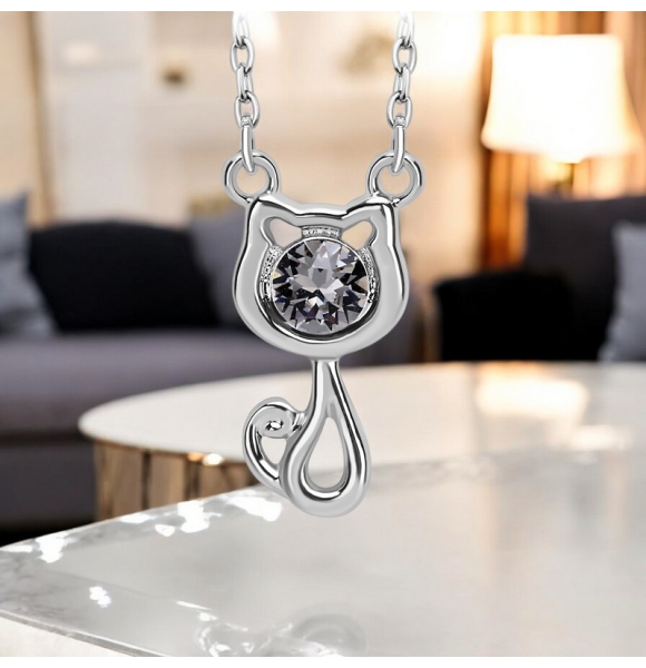 Bonito Collar de Gato Color Negro de Cristal Swarovski