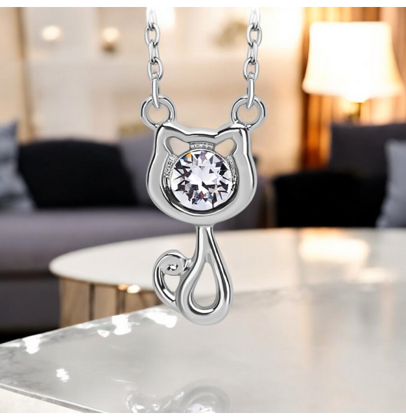 Collar de Gato Color Blanco de Cristal Swarovski