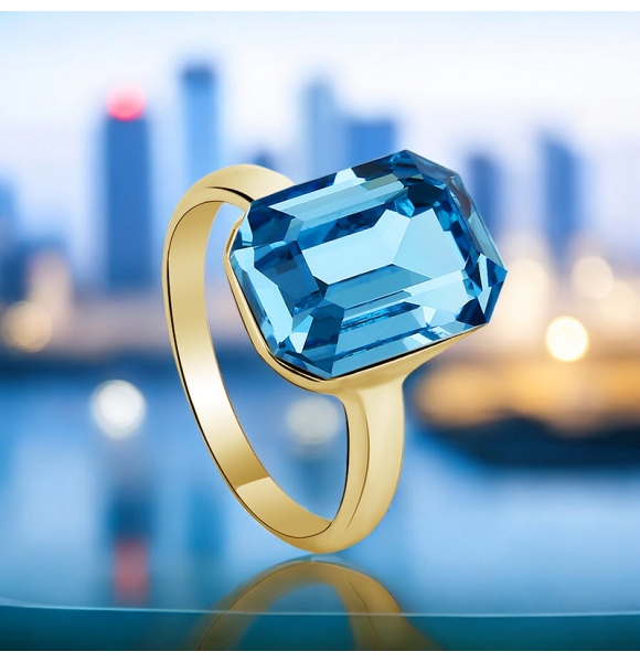 Anillo de Cristal Swarovski Color Azul