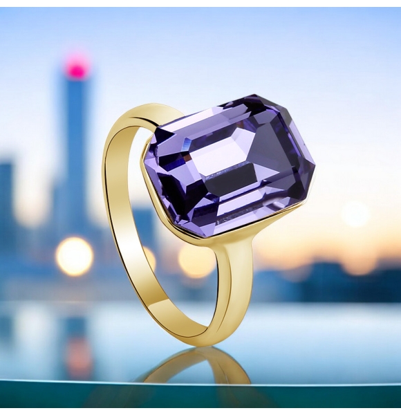 Anillo de Cristal Swarovski Color Amatista