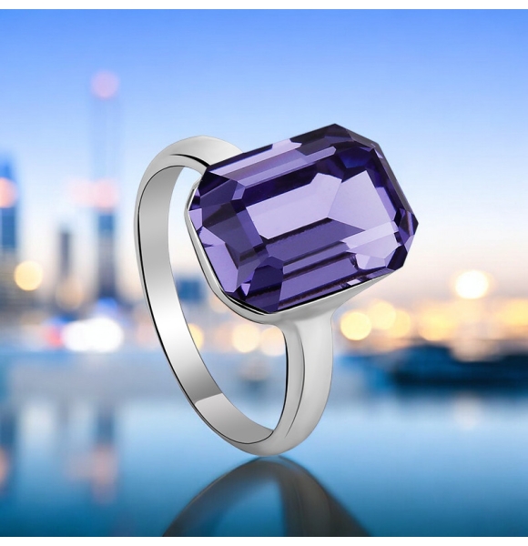 Cristal Swarovski Color Amatista Anillo